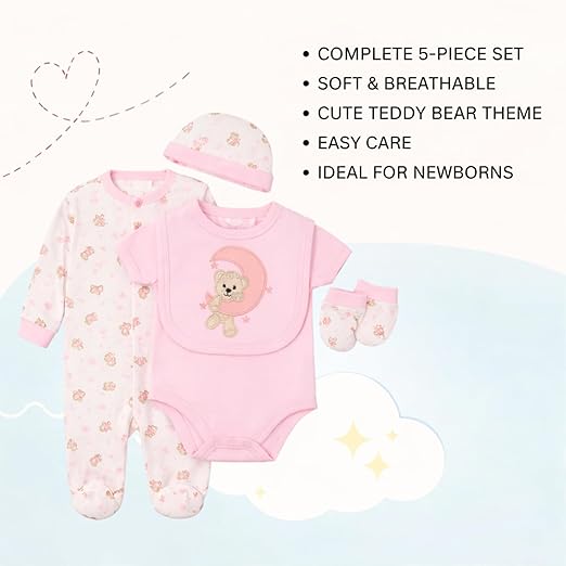 5 pcs Baby Clothing Set - Dreamy Moon Bear