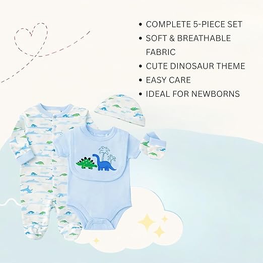 5 pcs Baby Clothing Set - Little Dino