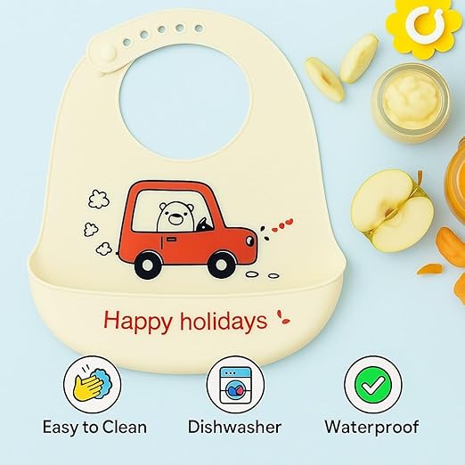 Silicone Feeding Bib - Happy Holidays