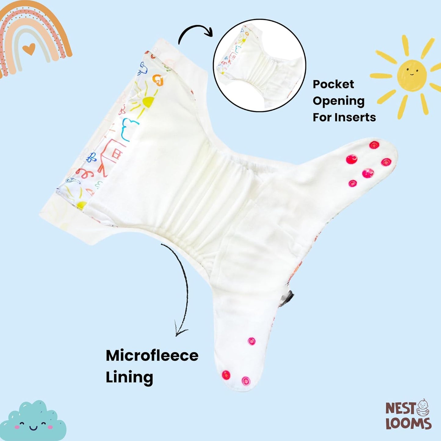 Reusable Cloth Diaper - Doodle Dreams