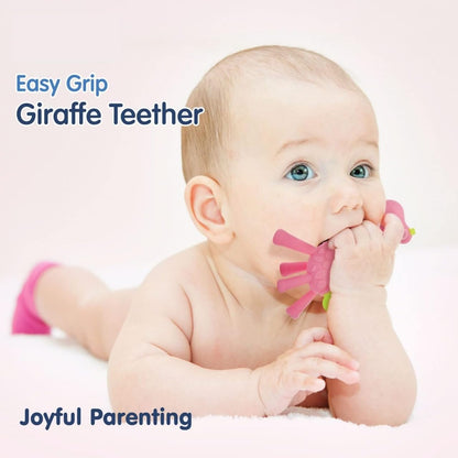 Silicone Giraffe Teether - (Pink)