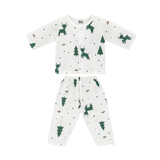 Muslin Full Sleeves Jhabla Set - Organic Cotton Muslin - Christmas Wonderland