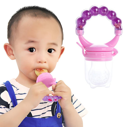 Silicone Fruit Nibbler - Pink Bubble Handle
