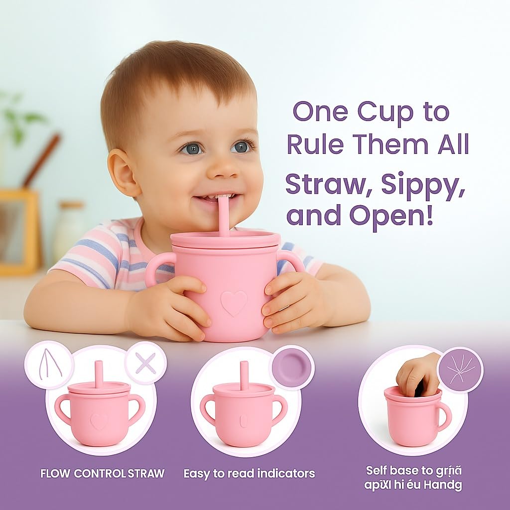 6 pcs Silicone Feeding Sets - Pink Elephant