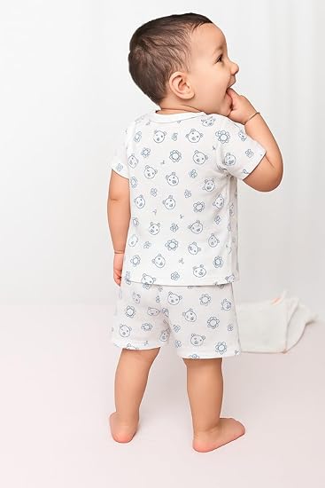 Half Sleeves Jhabla Set - Organic Cotton Muslin - Bunny & Bear