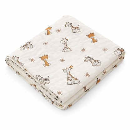 Organic Cotton Muslin Blanket - Jungle Buddies
