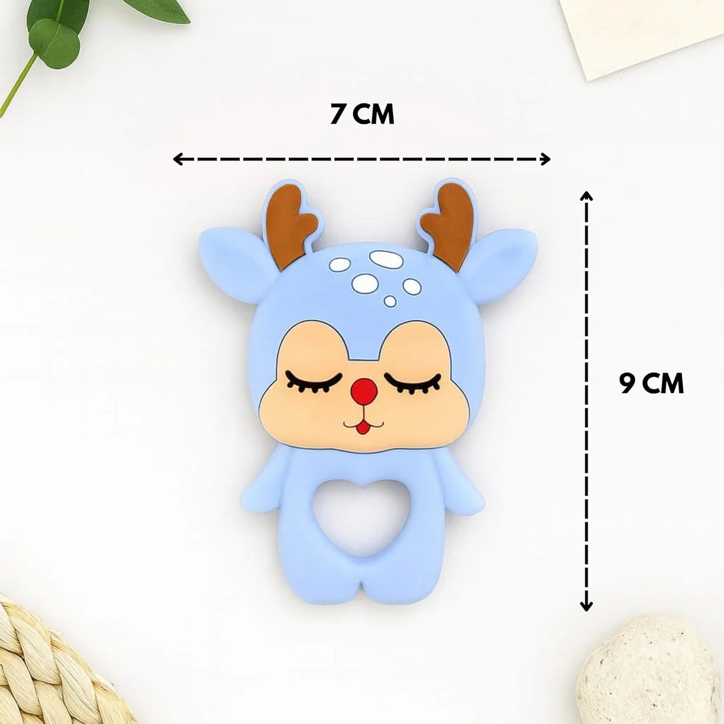 Silicone Cartoon Teether - Deer (Blue)