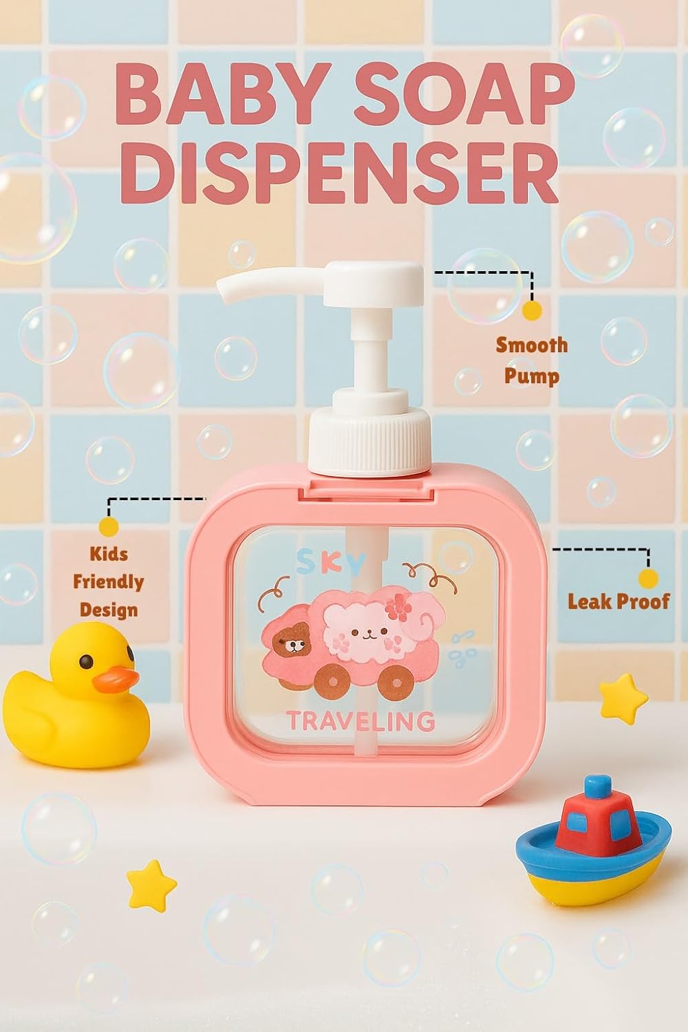 Soap Dispenser - Cartoon Design - Pink