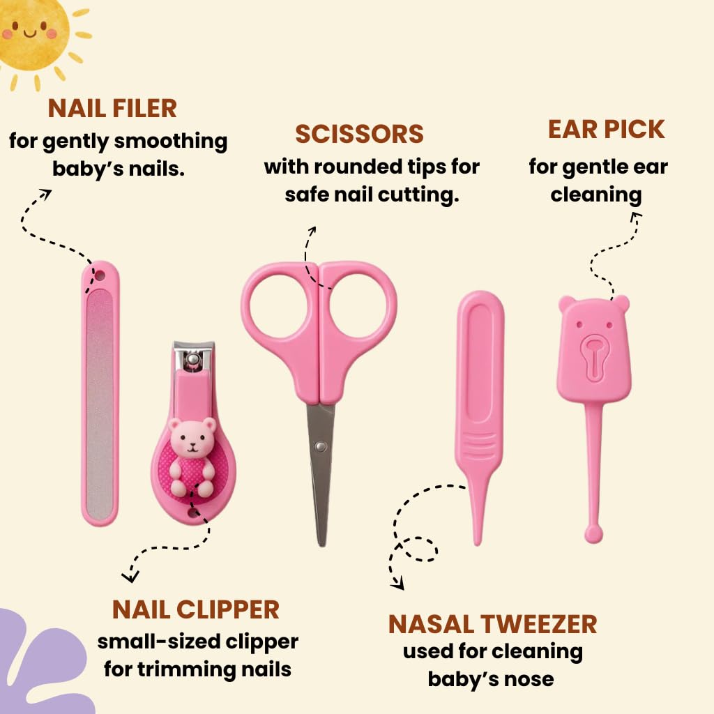 Baby Grooming Kit With Scissors- pink