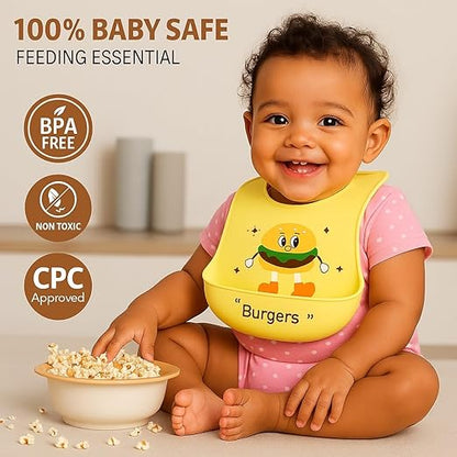 Silicone Feeding Bib - Burger Buddy