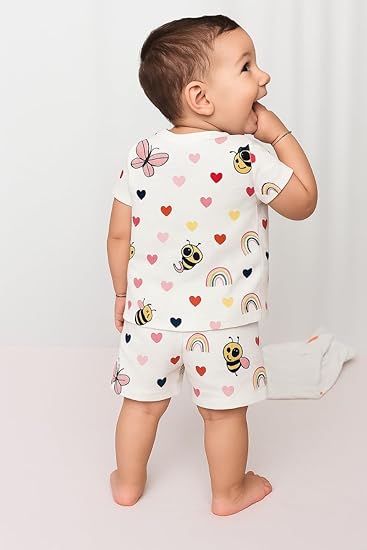 Half Sleeves Jhabla Set - Organic Cotton Muslin - Mickey Love