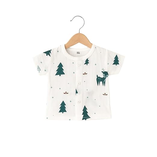 Half Sleeves Jhabla Set - Organic Cotton Muslin - Christmas wonderland
