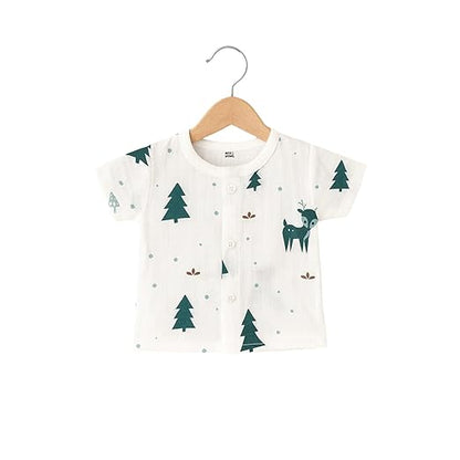 Half Sleeves Jhabla Set - Organic Cotton Muslin - Christmas wonderland