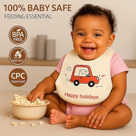 Silicone Feeding Bib - Happy Holidays