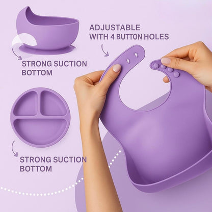 6 pcs Silicone Feeding Sets- Purple Round