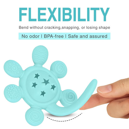 Silicone Flower Rattle Teether - Minty Aqua