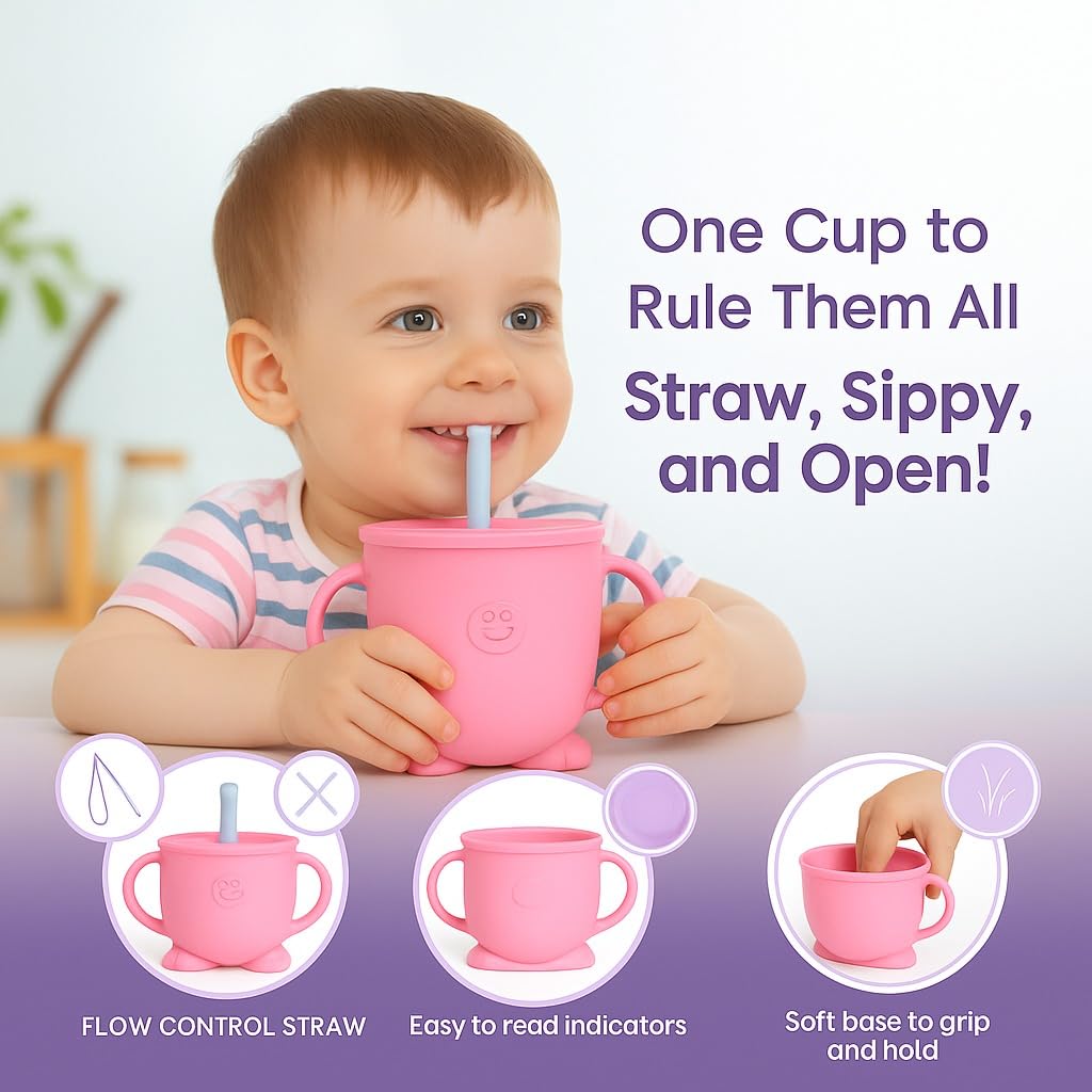 6 pcs Silicone Feeding Sets- Pink Round
