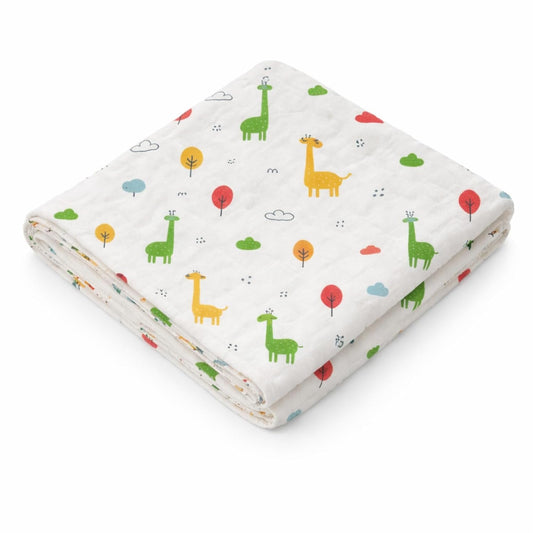 Organic Cotton Muslin Blanket - Giraffe Safari