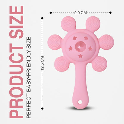 Silicone Flower Rattle Teether - Soft Peach