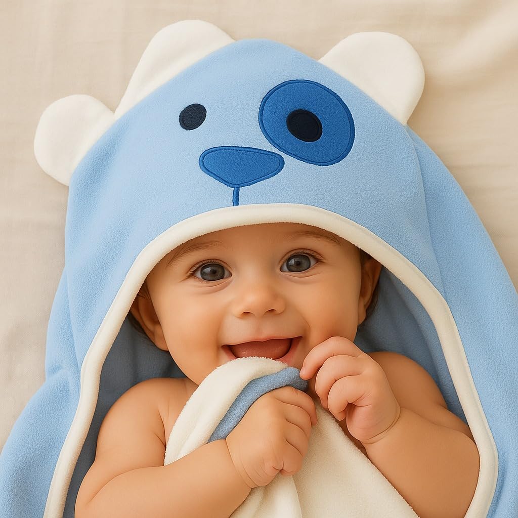 Baby Hooded Towel – Cozy Blue Bear