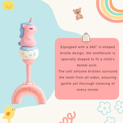 U-Shaped Toothbrush - Twinkle Unicorn With Pink Handle