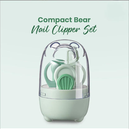 4-in-1 Bear Baby Grooming Kit with Scissors, Nail Filer, Tweezer & Clipper - Green