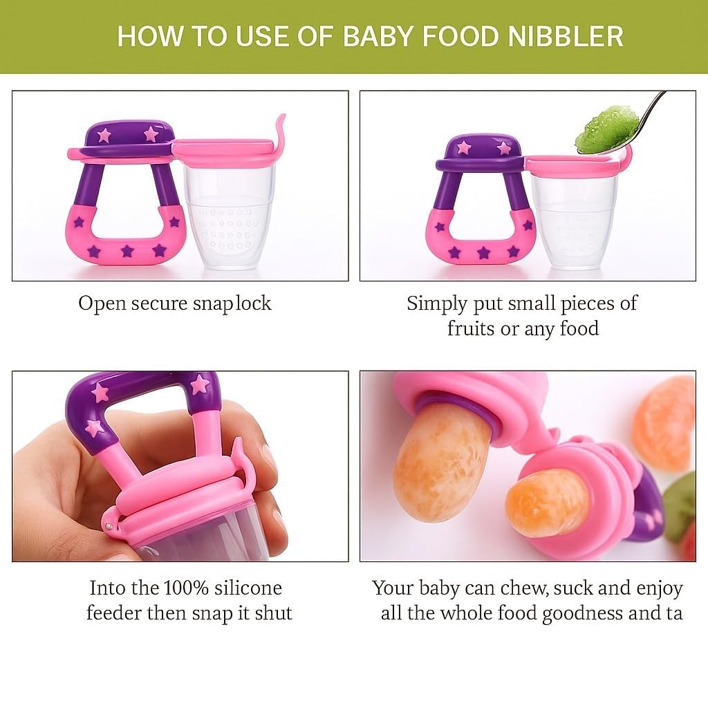 Silicone Fruit Nibbler - Pink Star Handle