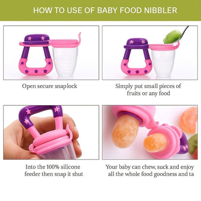Silicone Fruit Nibbler - Pink Star Handle