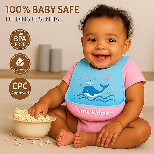 Silicone Feeding Bib - Cartoon Whale