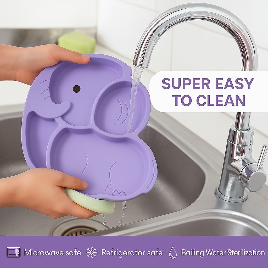 6 pcs Silicone Feeding Sets - Purple Elephant