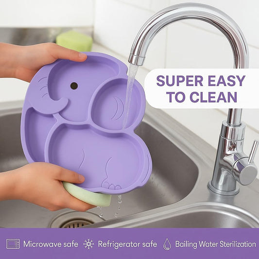 6 pcs Silicone Feeding Sets - Purple Elephant