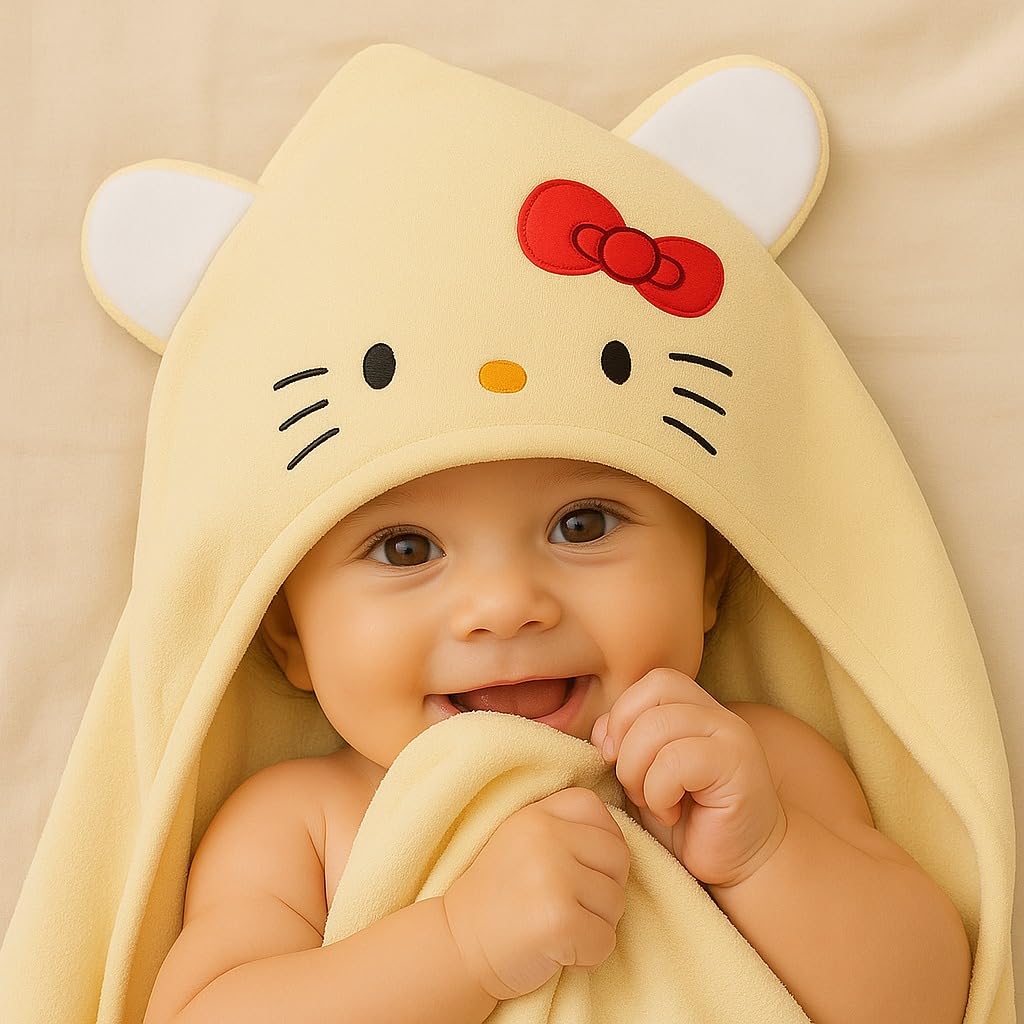 Baby Hooded Towel – Bow Kitty