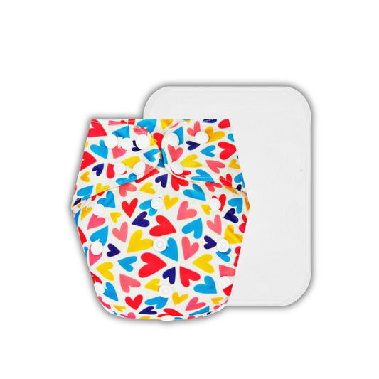 Reusable Cloth Diaper - Colorful Hearts