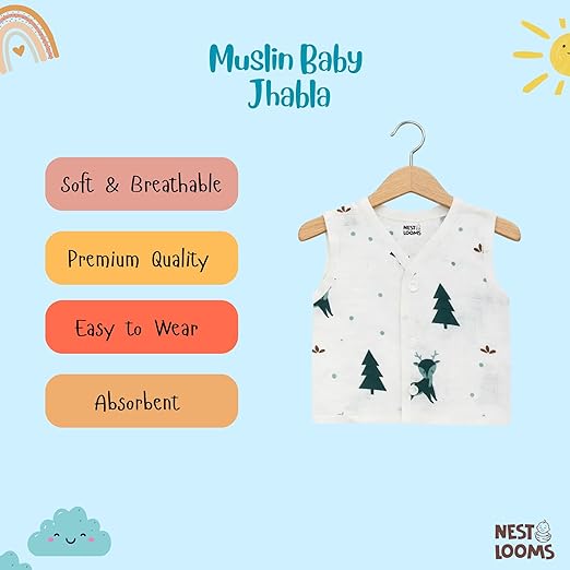 Sleeveless Jhabla With Button - Christmas Wonderland