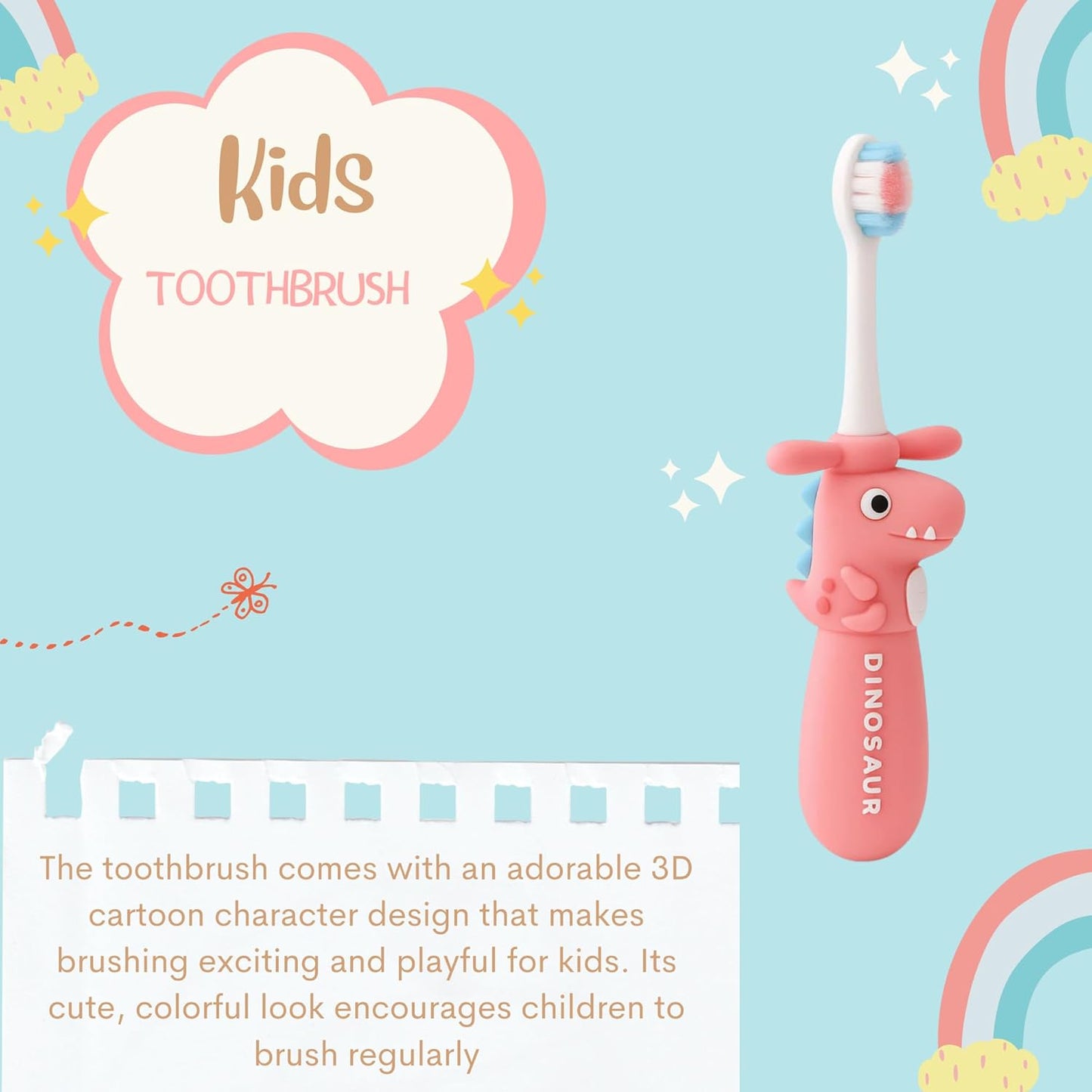 Kids Toothbrush - Pink Twisty Dino