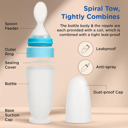 Feeding Bottle With Spoon - blue
