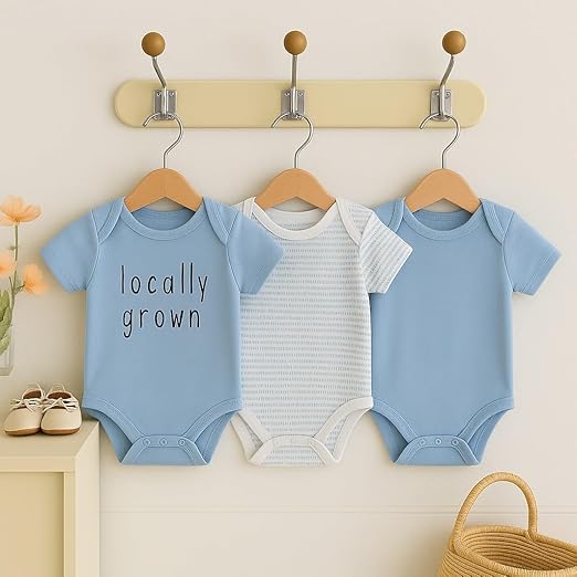 Cotton Baby Onesie - Baby blue