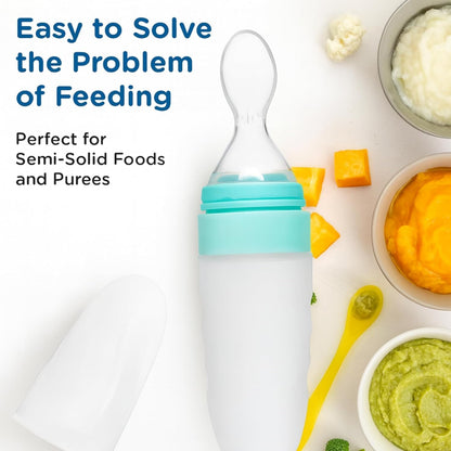 Feeding Bottle With Spoon - blue