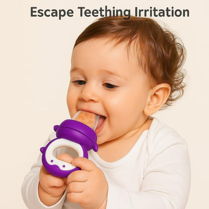 Silicone Fruit Nibbler - Purple Penguin Pop
