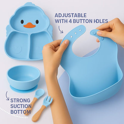 6 pcs Silicone Feeding Sets - Blue Duck