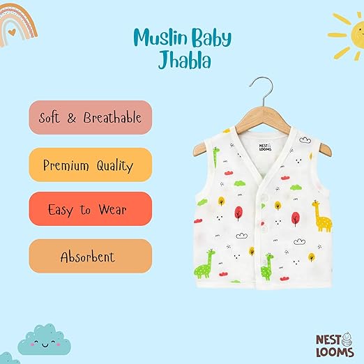 Sleeveless Jhabla With Button - Giraffe Safari