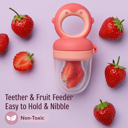 Silicone Fruit Nibbler - Pink Penguin Pop
