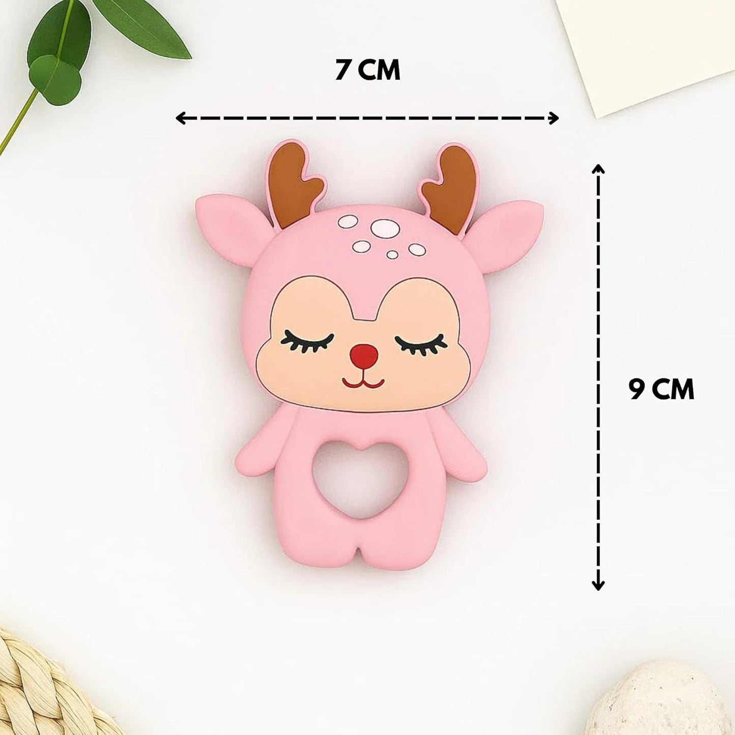 Silicone Cartoon Teether- Deer (Pink)