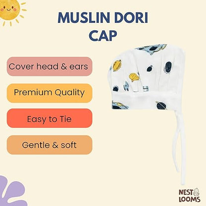 Muslin Dori Cap - Combo of 3 - Joyful Journeys