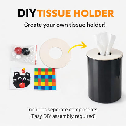 Decorative DIY Baby Wipes & Tissue Storage Box - Polka Kitty Black