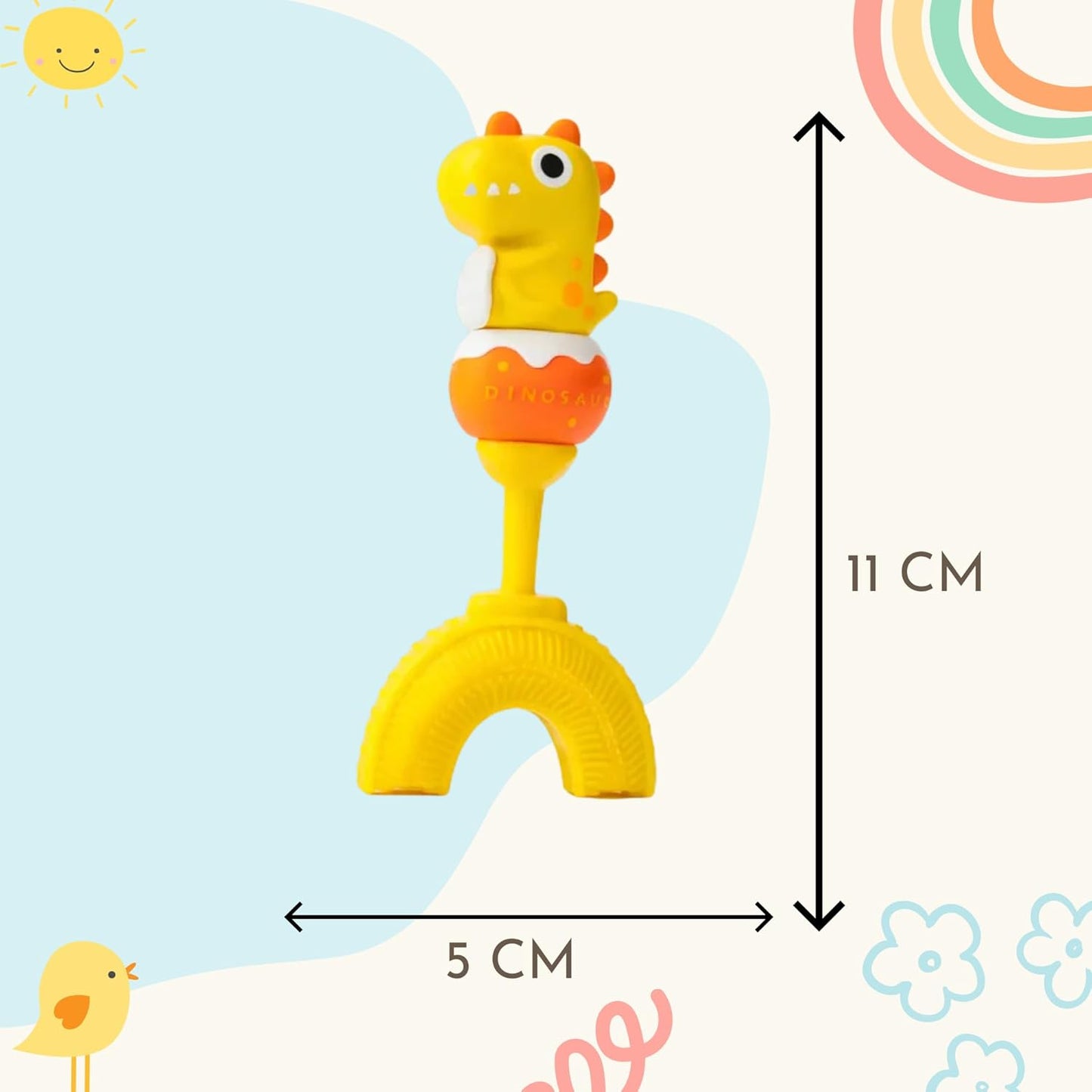 U-Shaped Toothbrush - Yellow DIno