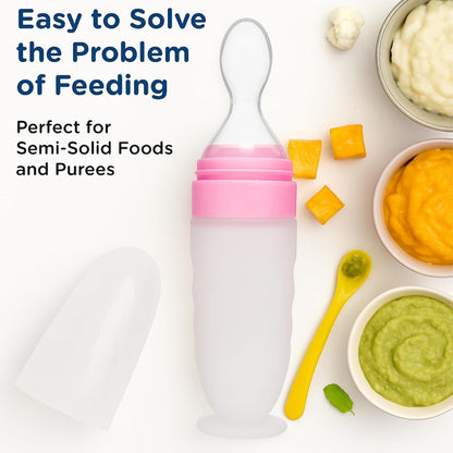 Feeding Bottle With Spoon - peach
