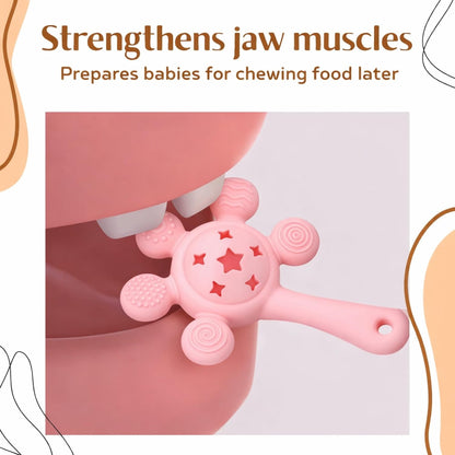 Silicone Flower Rattle Teether - Soft Peach