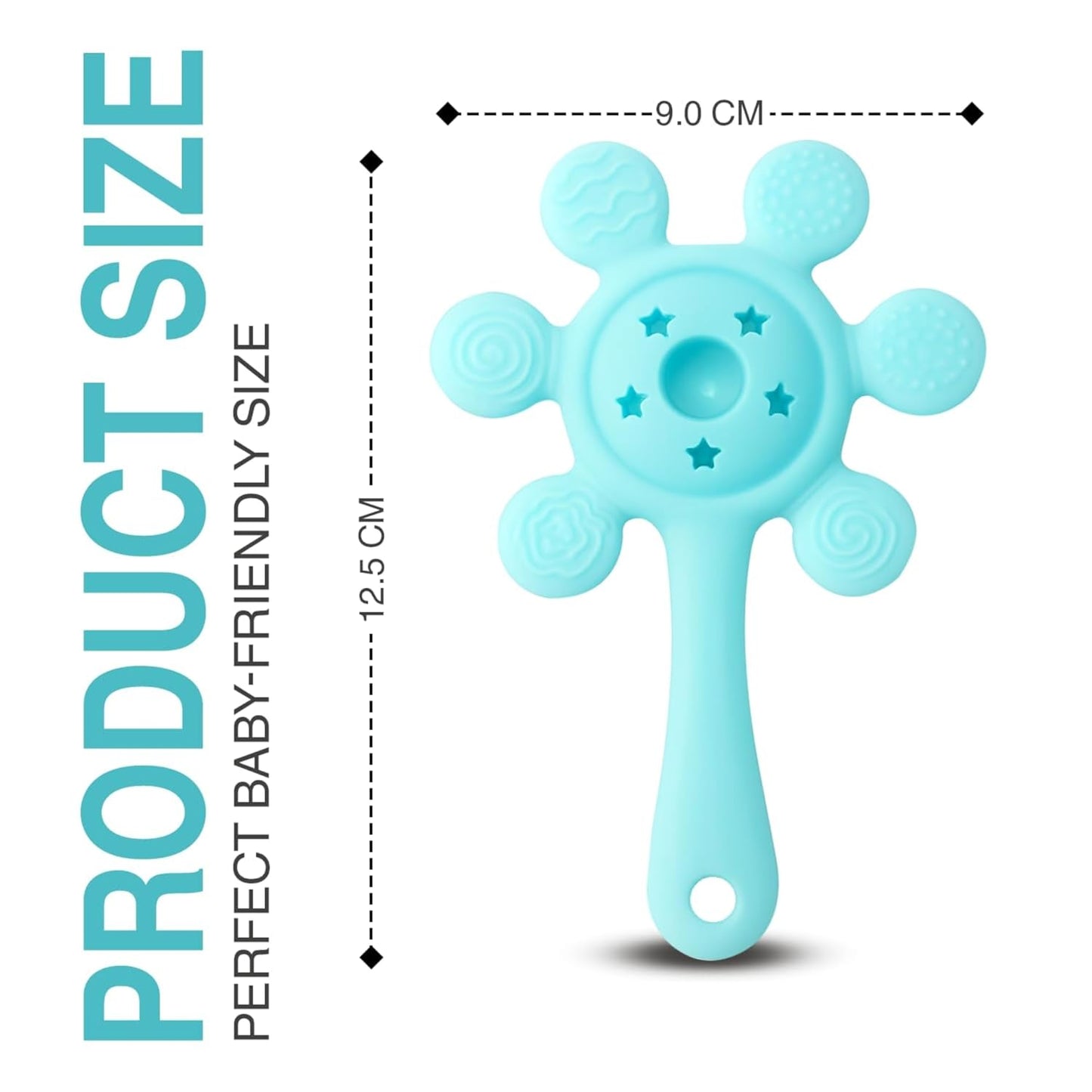 Silicone Flower Rattle Teether - Minty Aqua