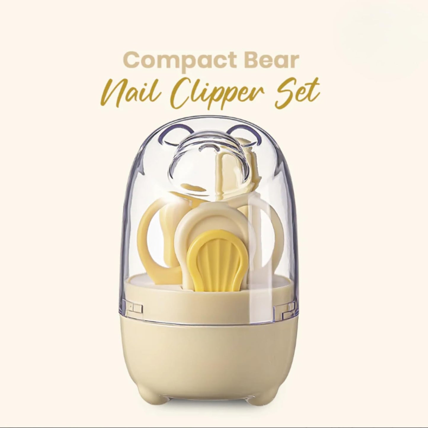4-in-1 Bear Baby Grooming Kit with Scissors, Nail Filer, Tweezer & Clipper - Yellow